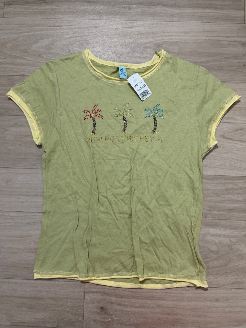 vintage y2k NWT New Port Richey Florida double layer babydoll tee fits size s/m